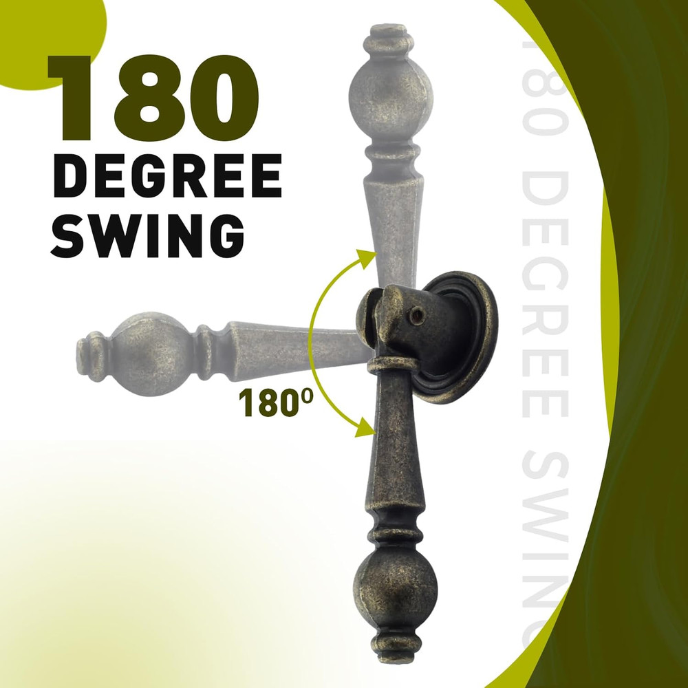 2 Pack Vintage Cabinet Pulls Knobs, Decorative Antique Bronze Pendant Pulls Hand