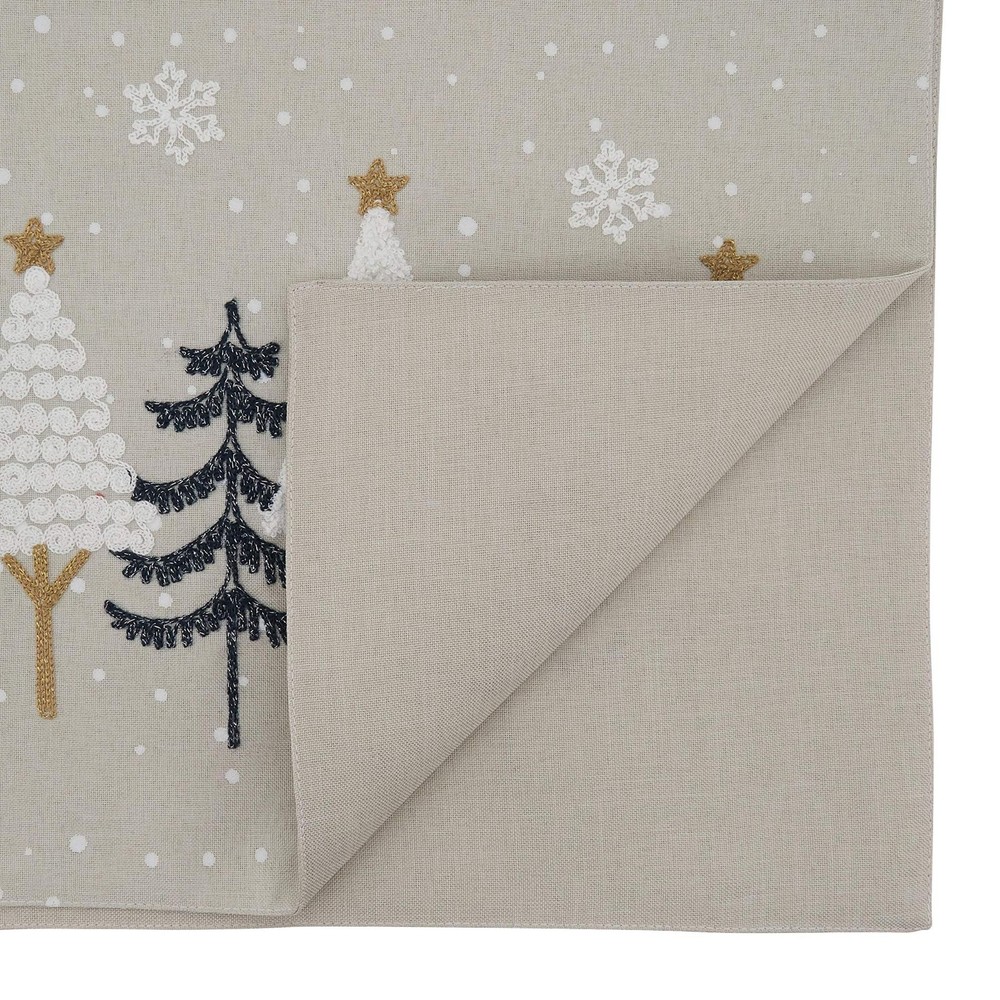 Embroidered Christmas Trees Table Runner