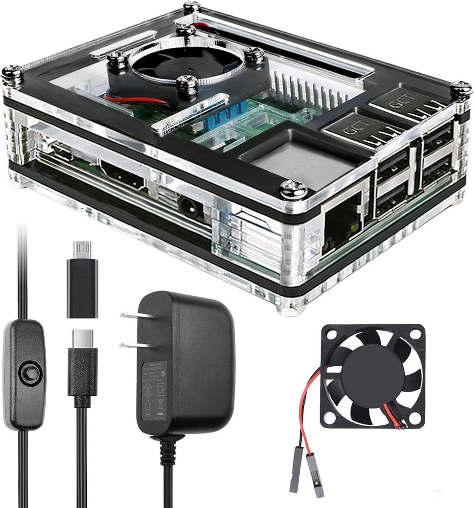 Complete Raspberry Pi 3 B+ Case Set with Cooling System & Stylish Acrylic Design