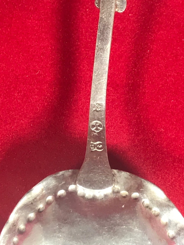 ANTIQUE DUTCH SILVER REPOUSSE ROOSTER HANDLE 5.25''