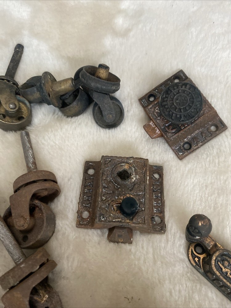 Antique Hardware Lot Pulls Latch Wheels Hook