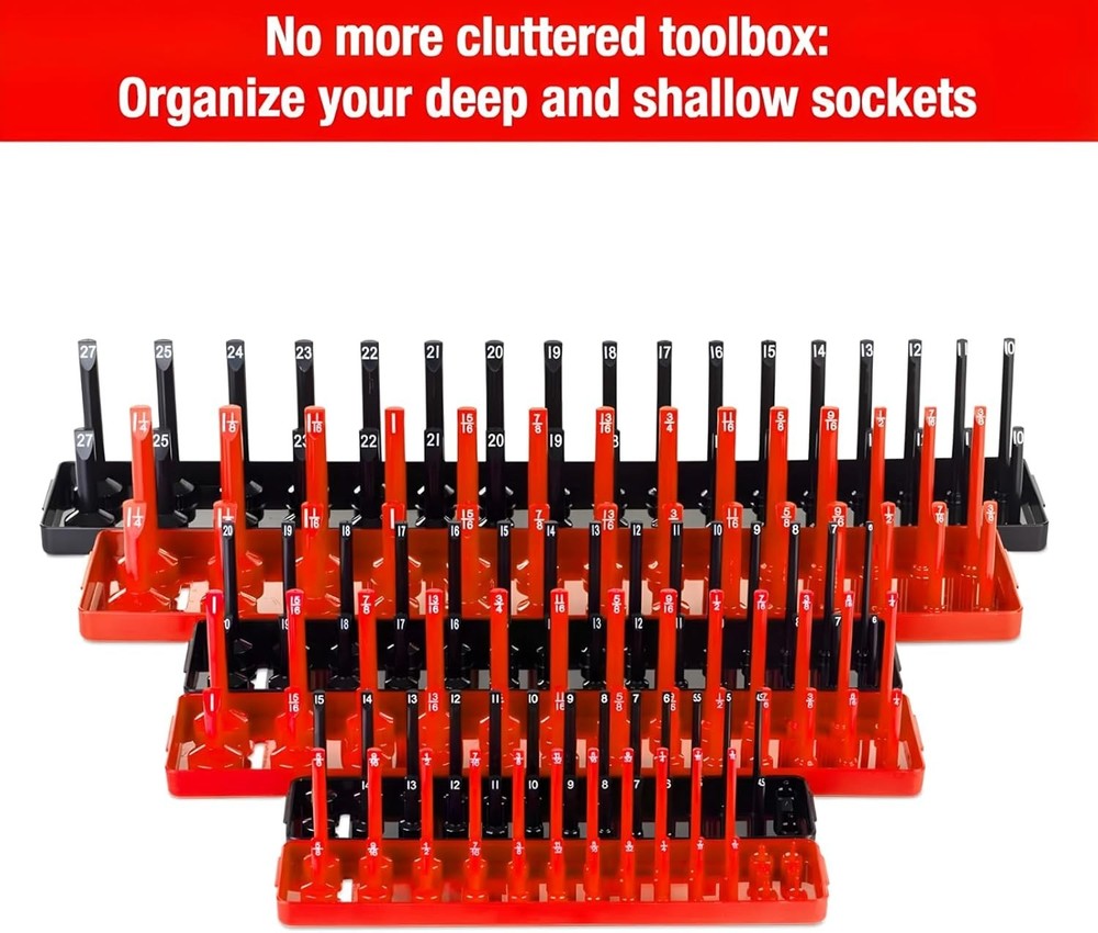 6PC Socket Organizer Tray Set, SAE & Metric Storage