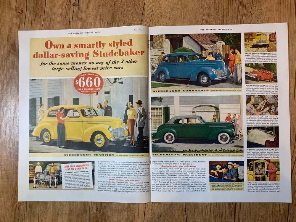Magazine Ad* - 1940 - Studebaker - Champion, Commander, President - (two-pages)