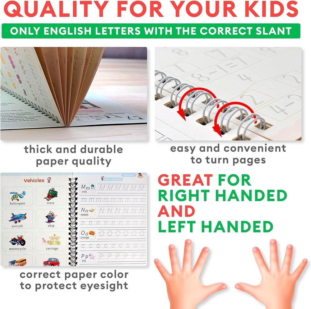 Magic Grooved Practice Copybook Set – Handwriting Learning medium, Multicolor