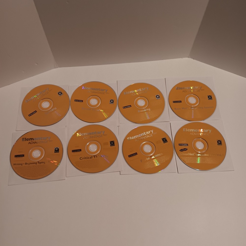 Lot of 8 ENCORE Elementary Advantage 2004 CD Software Discs, Used, Tested