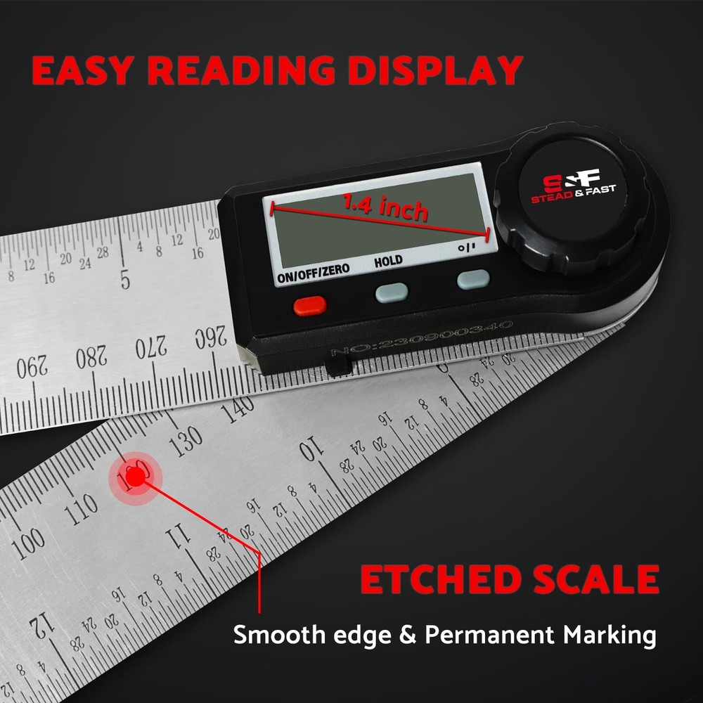 Digital Angle Finder Tool for Woodworking Ruler 7 Inch, Silver