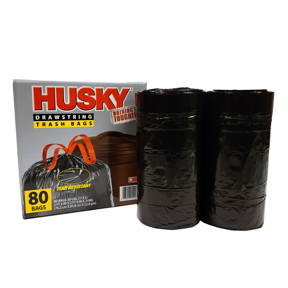 30 Gallon Large Drawstring Trash Bags, 80 Bags