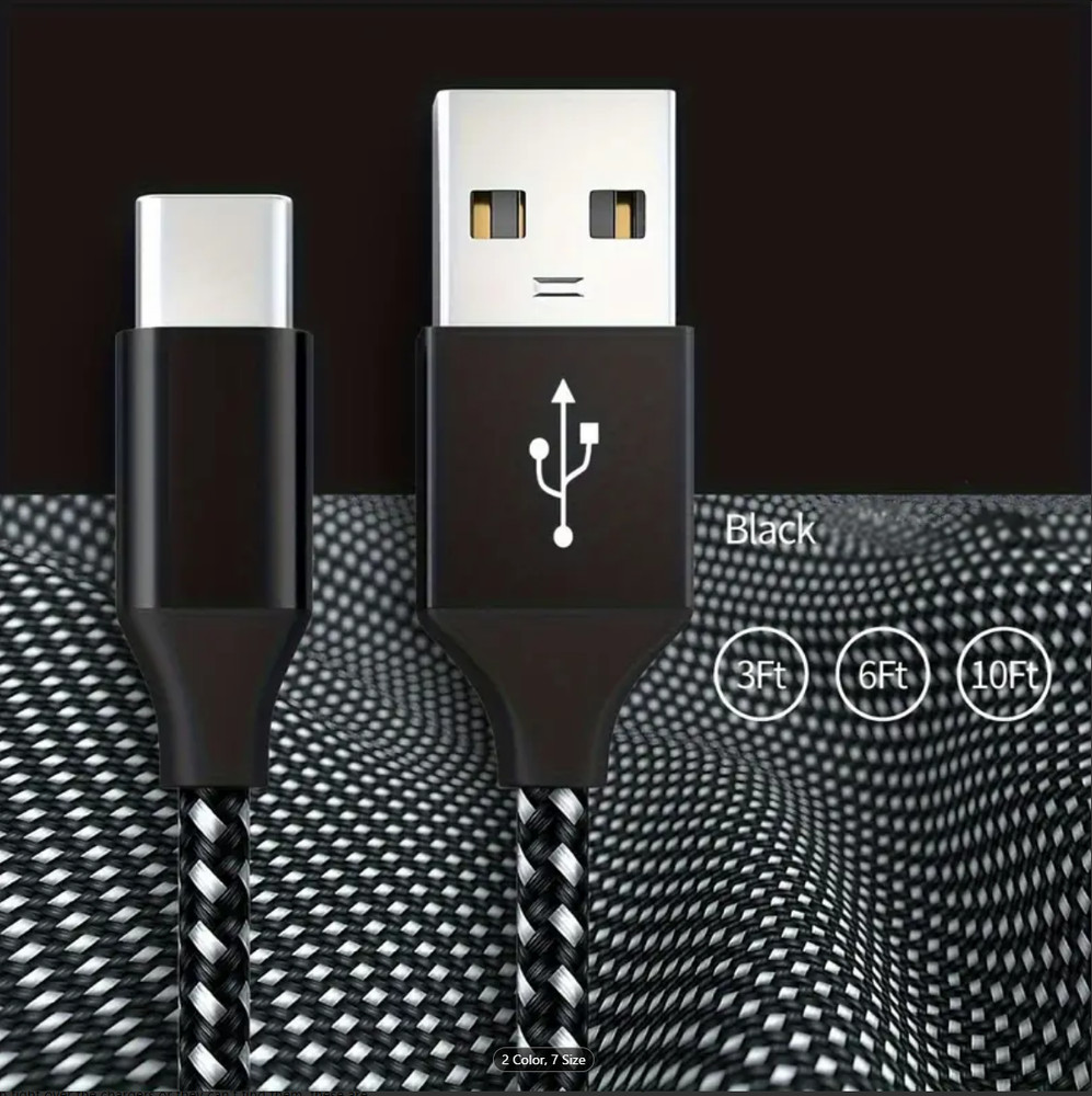 Braided USB C Type-C Fast Charging Data SYNC Charger Cable Cord 3/6/10FT