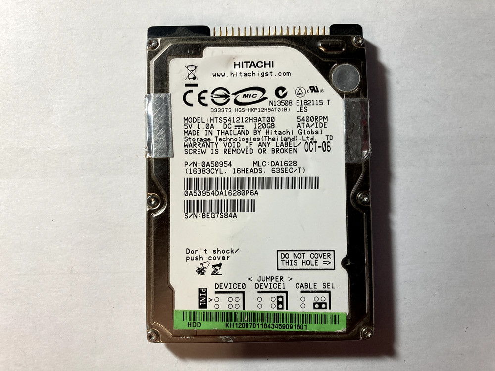HTS541212H9AT100 Hitachi Notebook Hard Drive Tested
