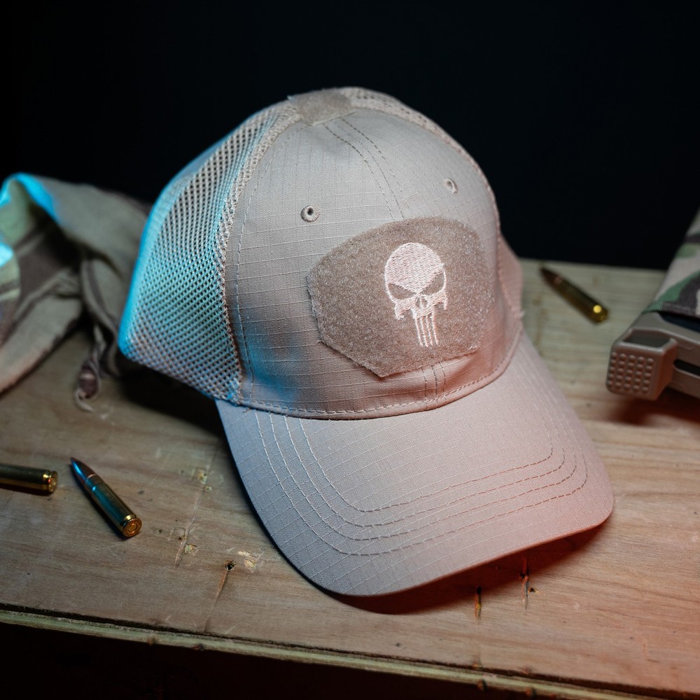 Punisher Tactical Cap With Loop Surface  Hook Backed Morale Patches Operator Cap