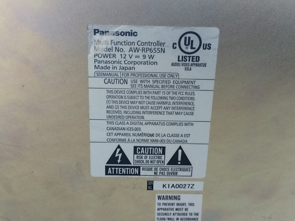 Panasonic AW-RP655N Multi-Function Controller