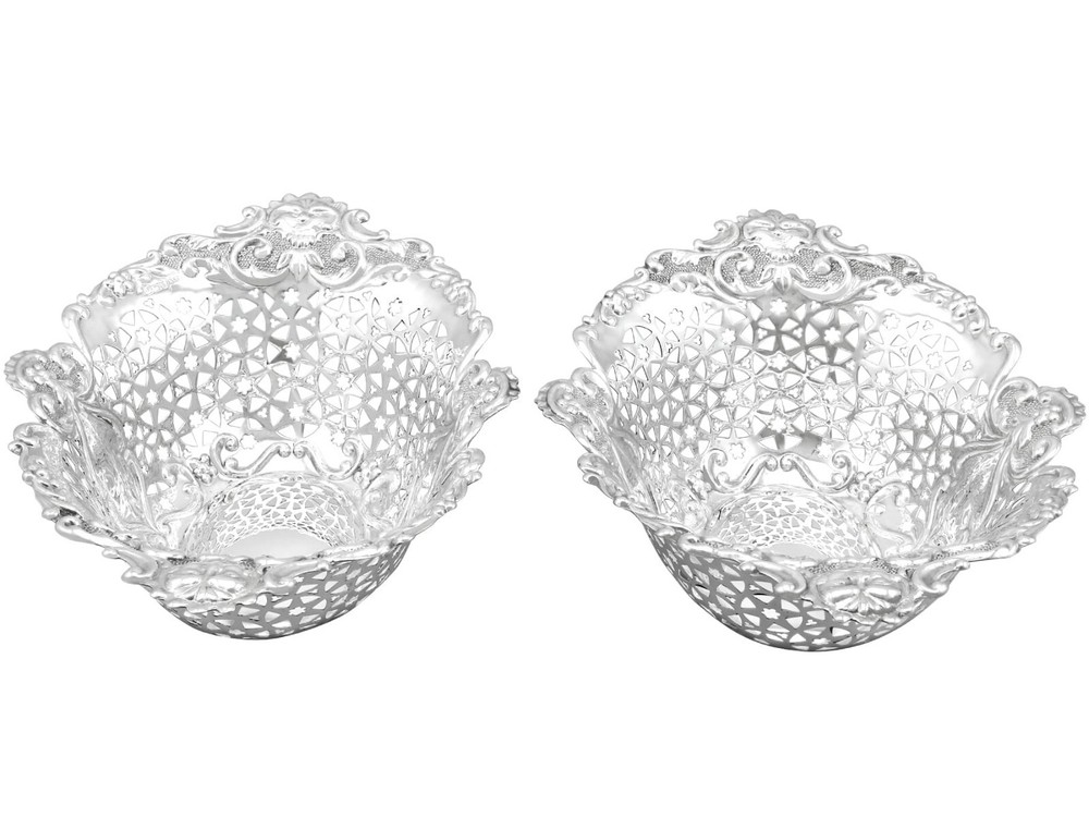 Antique Edwardian Sterling Silver Fruit Dishes