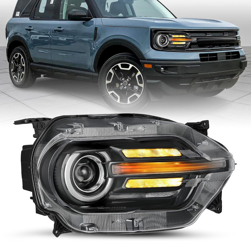 Full LED Projector Headlight Assembly Replacement for 2021 to 2024 Ford Bronco S