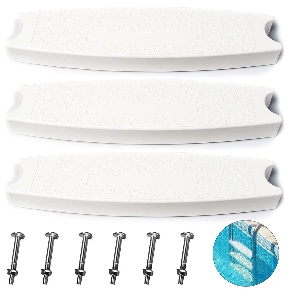 3-Pack White 18 Universal Pool Ladder Steps Replacement Heavy-Duty Molded Pl