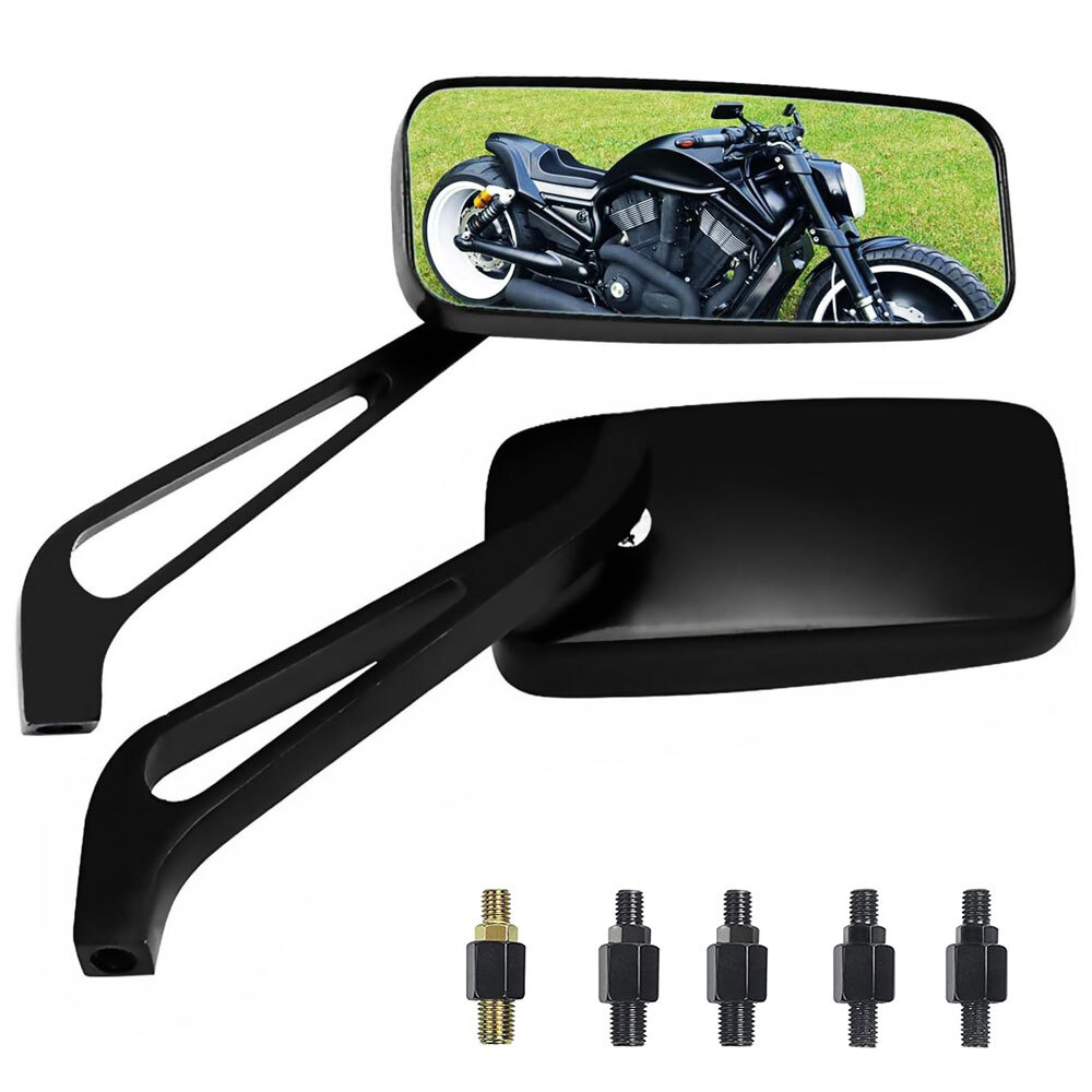 Rectangle Motorcycle Rearview Mirror for Harley Cruiser Bobber Chopper Softail