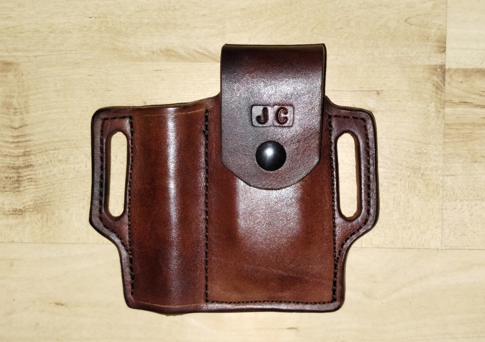 Leather Sheath for Leatherman Wave and mini mag lite