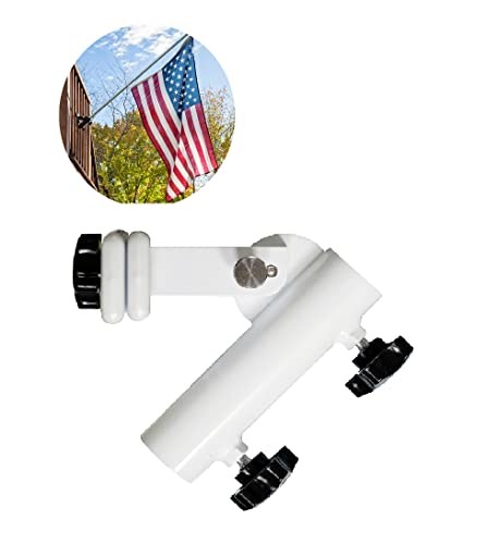 | Flagpole Accessory Holder | Attaches Directly to Patio or Deck Railing White