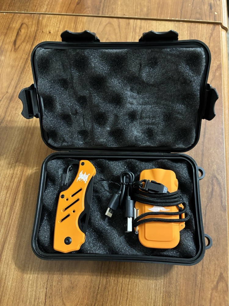 NRA Survival Kit Electric Torch Flashlight Multi Function Charging Cable & Knife