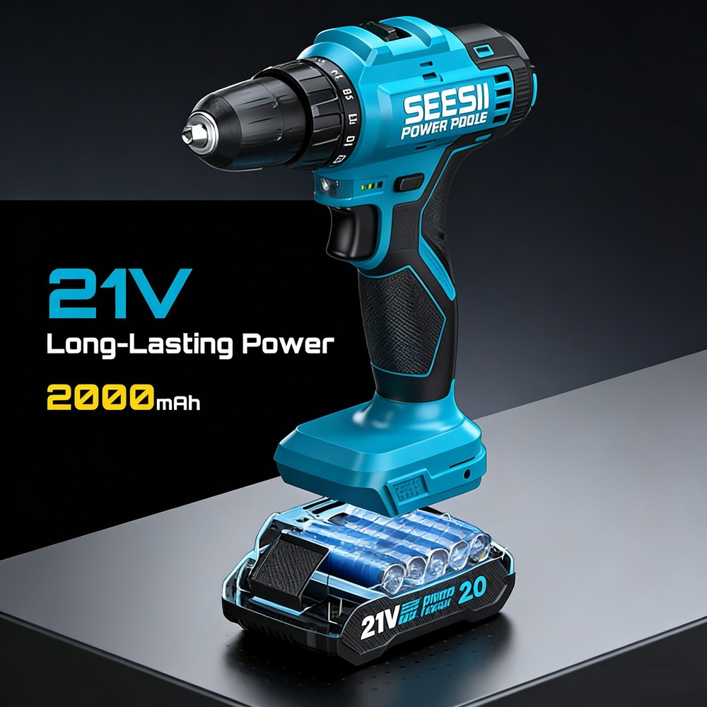 Seesii 190pcs Repair Basic Toolbox Tools Sets & Cordless Electric Driver w/ Case