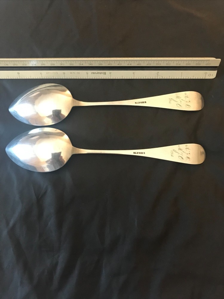 TWO NORWEGIAN SILVER SERVING SPOONS, S830 purity.