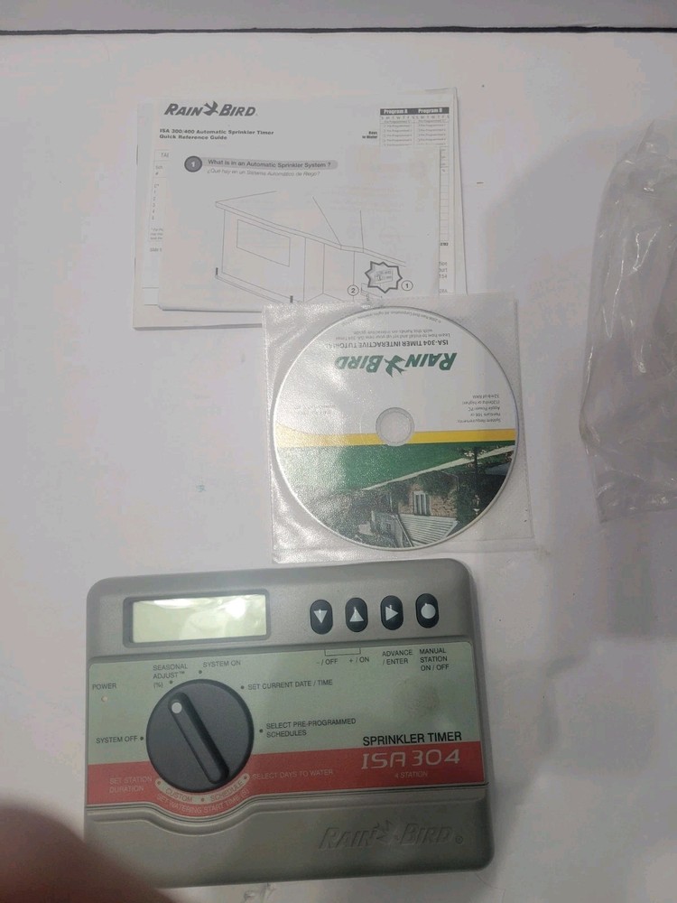 #M) Rain Bird Automatic Sprinkler Timer ISA-304 4 Station Controller Unit Only