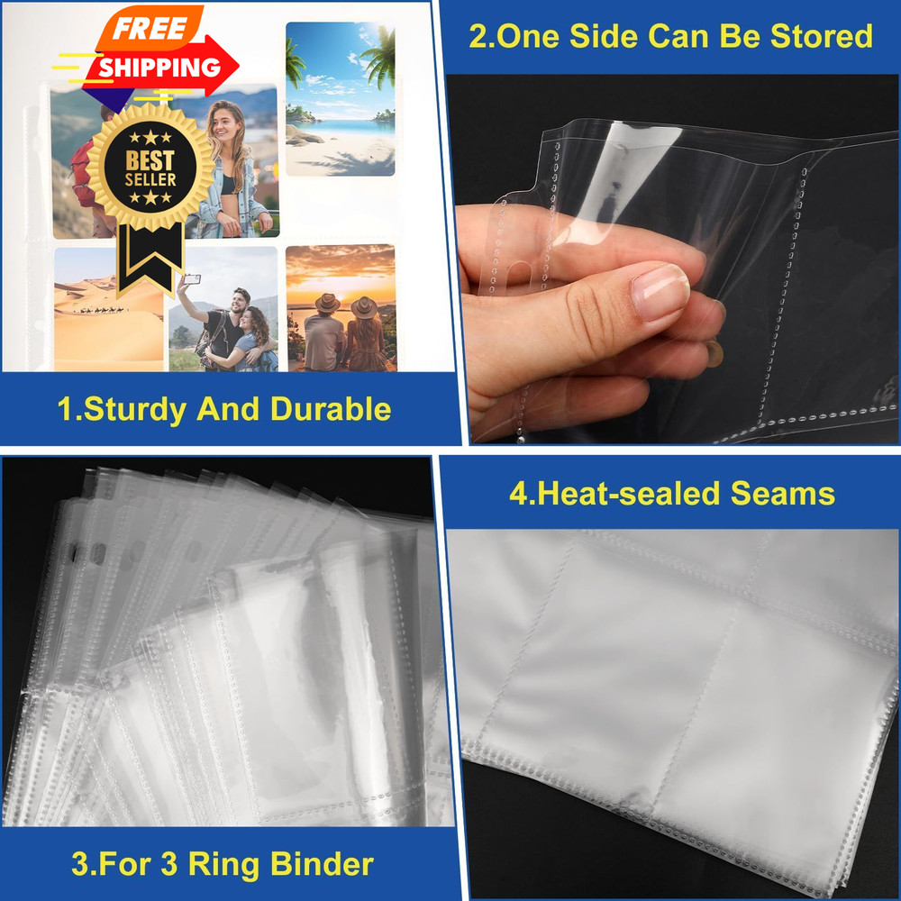2160 Pockets Card Sleeves Binder Sheets, 9 Pocket 120 Pack, Clear