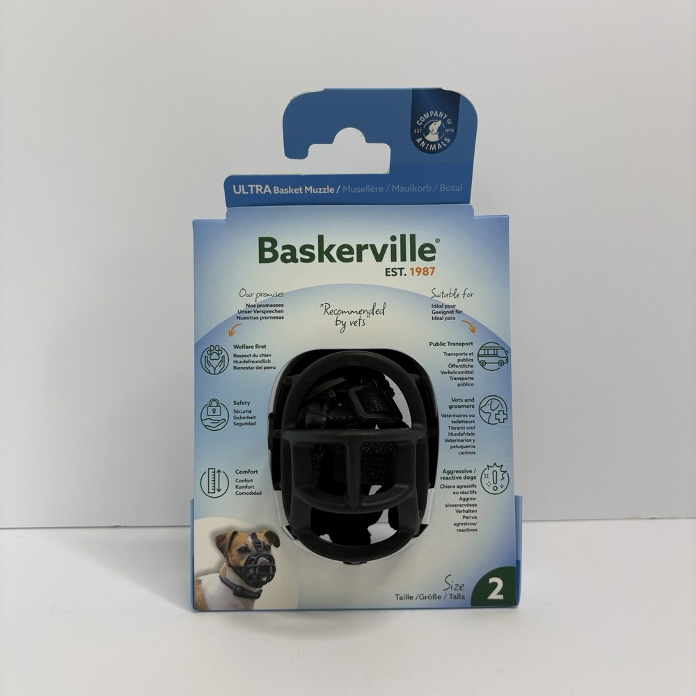 Baskerville Ultra Muzzle Dog  Training Accessory Size 2 NEW Unopened Black