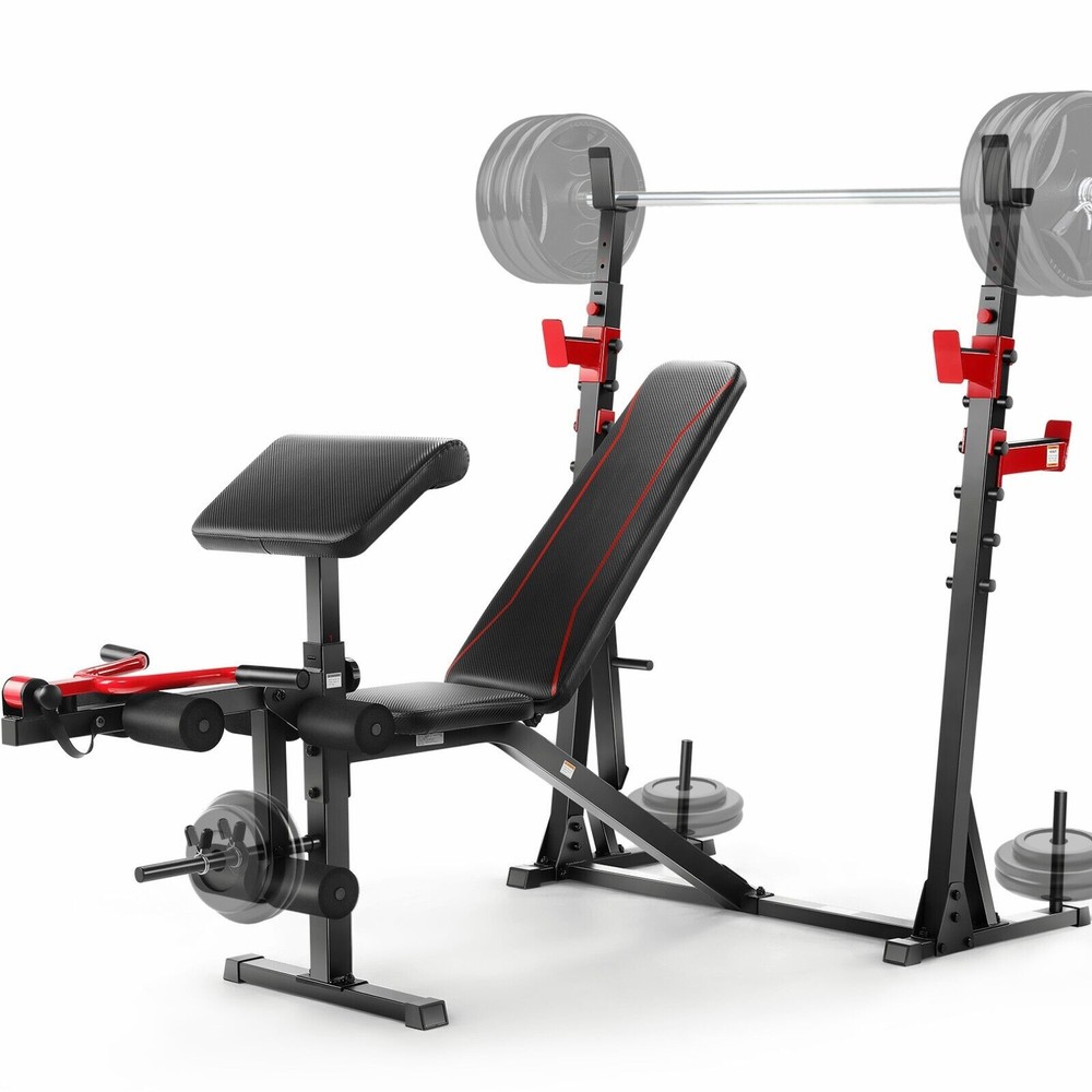 900LBS 9 in 1 Adjustable Weight Bench Set with Squat Rack Multi-Function Workout