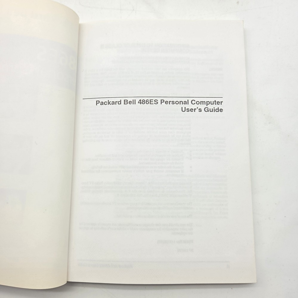 Packard Bell 486ES Personal Computer User’s Manual Vintage PC Guide Book