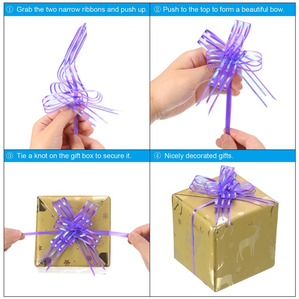40Pcs 2.4" Chiffon Pull Bows Present Wrapping String Bows Ribbon Pink