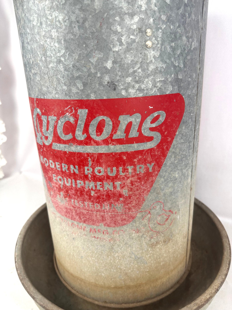 Vintage Galvanized Vertical Cyclone Chicken Poultry Feeder 24"