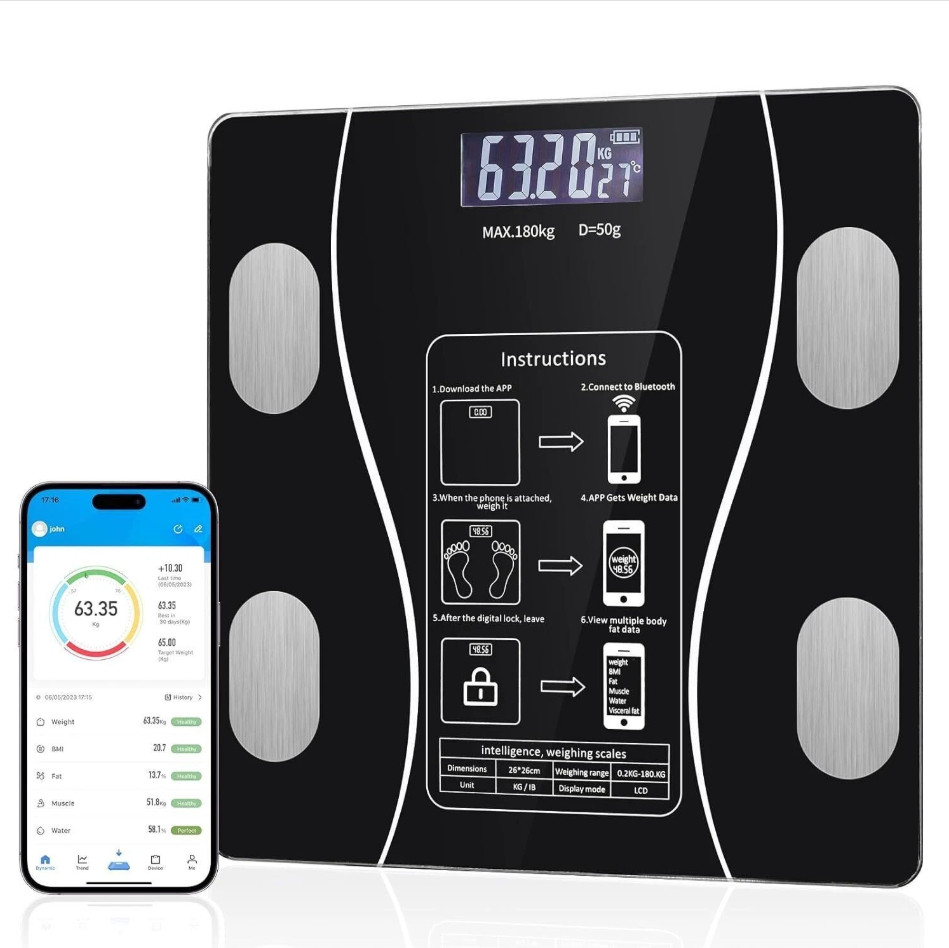 Digital Body Fat Scale Bluetooth High Precision Backlit Display Weight Scale US