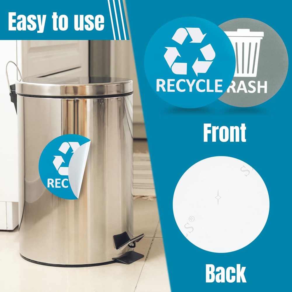 6 Pack Recycle Sticker for Trash SizeA2 8PCS Sticker, Blue&gray