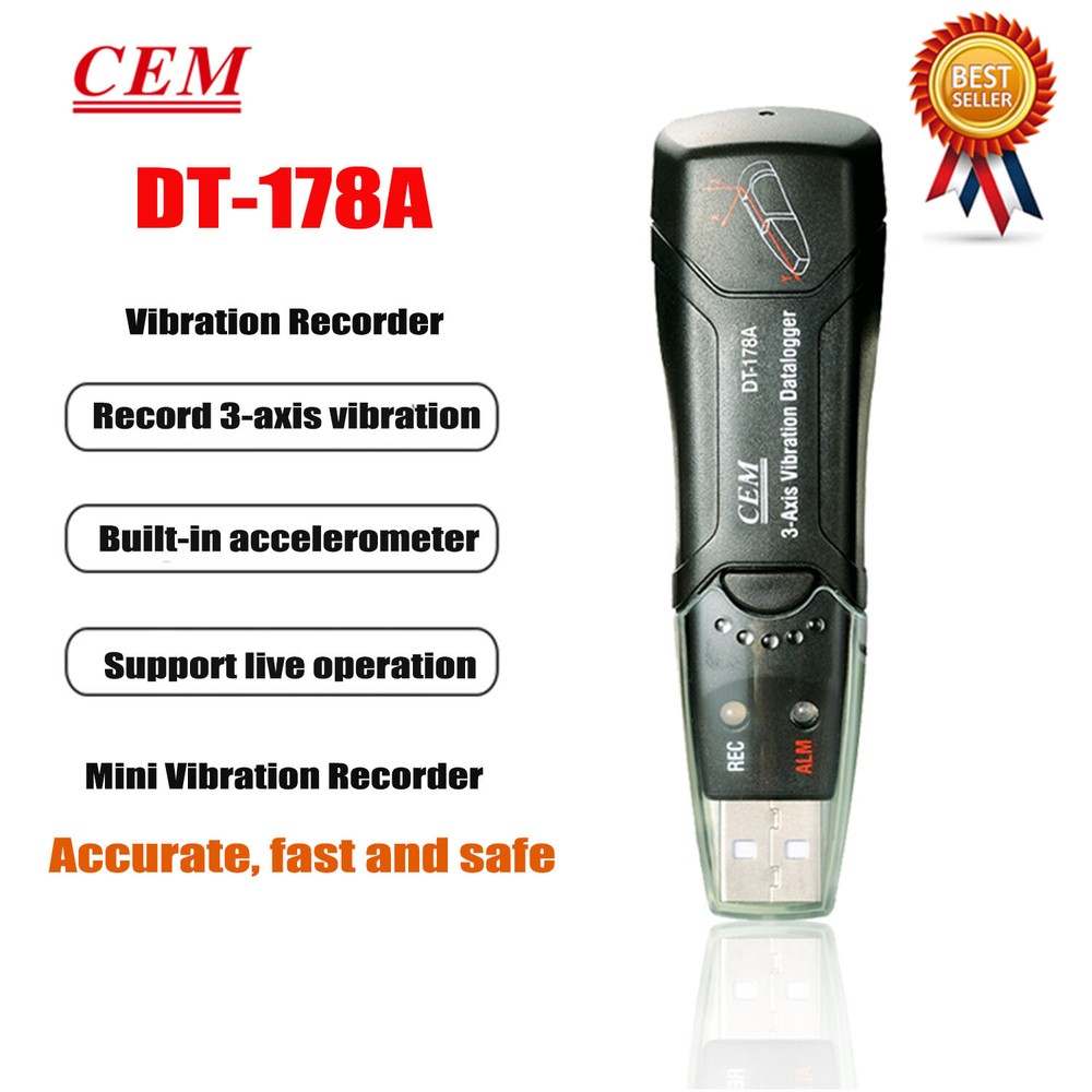 CEM DT-178A 3-Axis Shock Vibration Acceleration Data Logger 8M Memory FFT