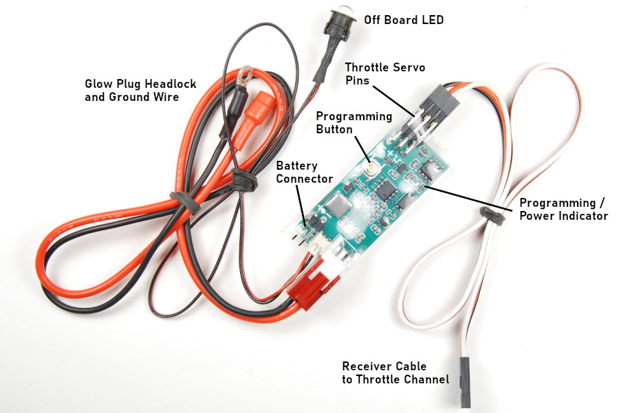 Onboard Glow Plug Driver / Controller - One Button Programming Fits 2.45mm SAITO