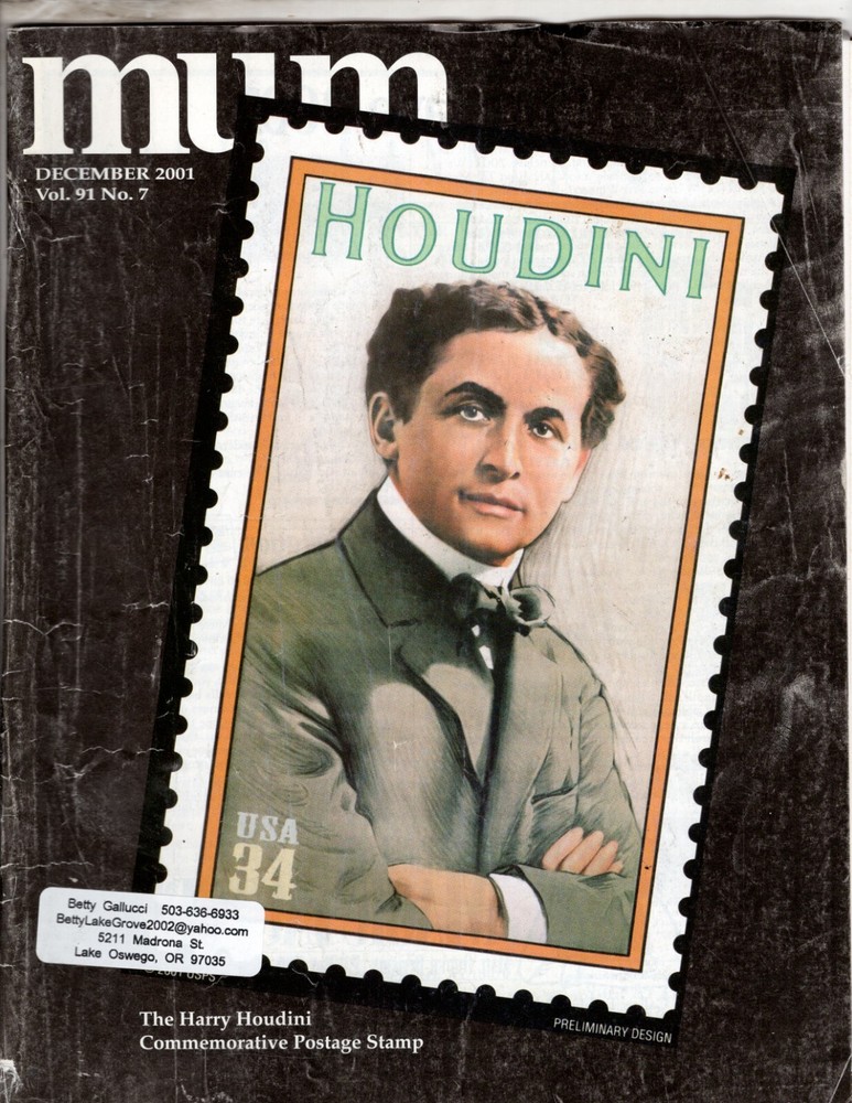 MUM Magazine Magic Unity Might 2001 December Houdini