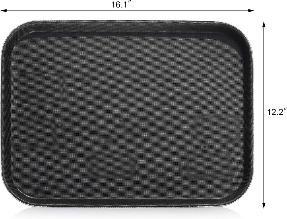 24975 Restaurant Grade Non-Slip Tray, Plastic, Rubber Lined, Rectangular, 12-Inc