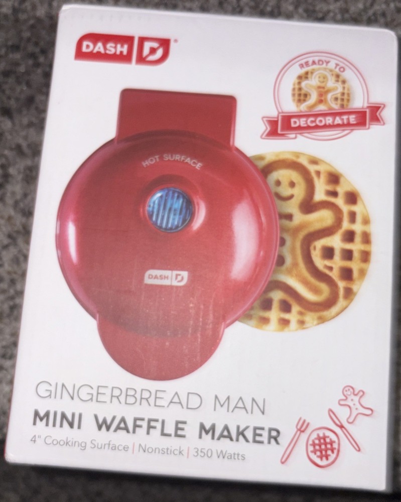 Dash Gingerbread Man Mini Waffle Maker 350W Nonstick Surface