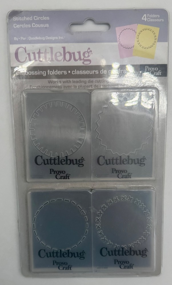 CUTTLEBUG Provo Craft Stitched Circles Embossing Folders 37-1541 Frames