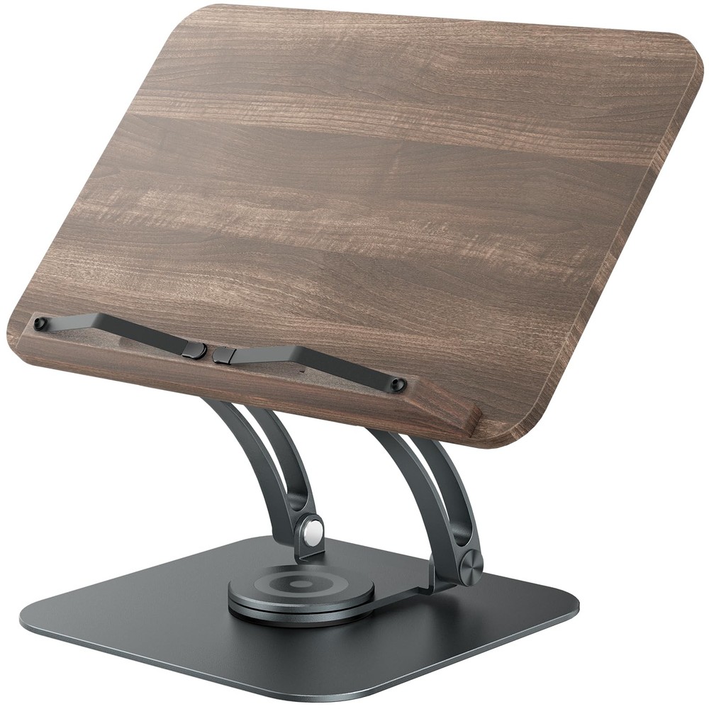 Book Stand for Reading, Adjustable Book Holder with 360° Swivel Base, Foldabl...