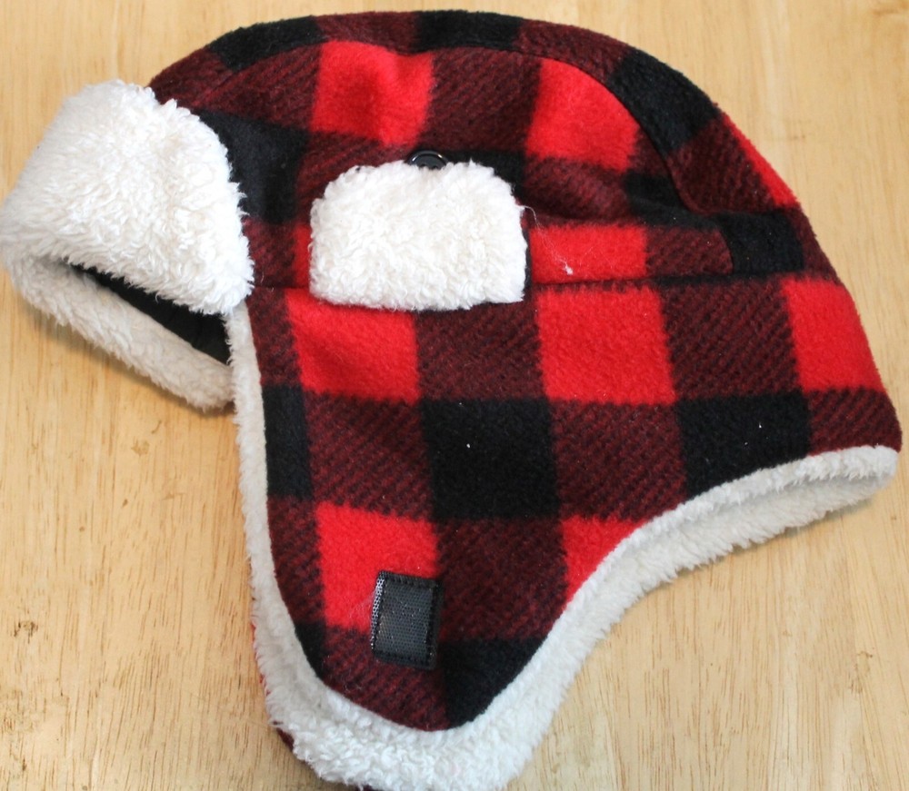 Plaid child's hunters hat with ear flaps