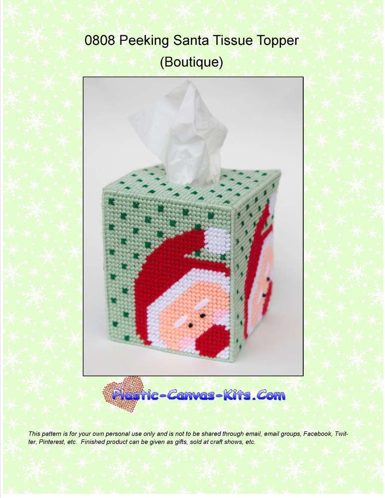 Peeking Santa Tissue Topper-Christmas-Plastic Canvas Pattern or Kit