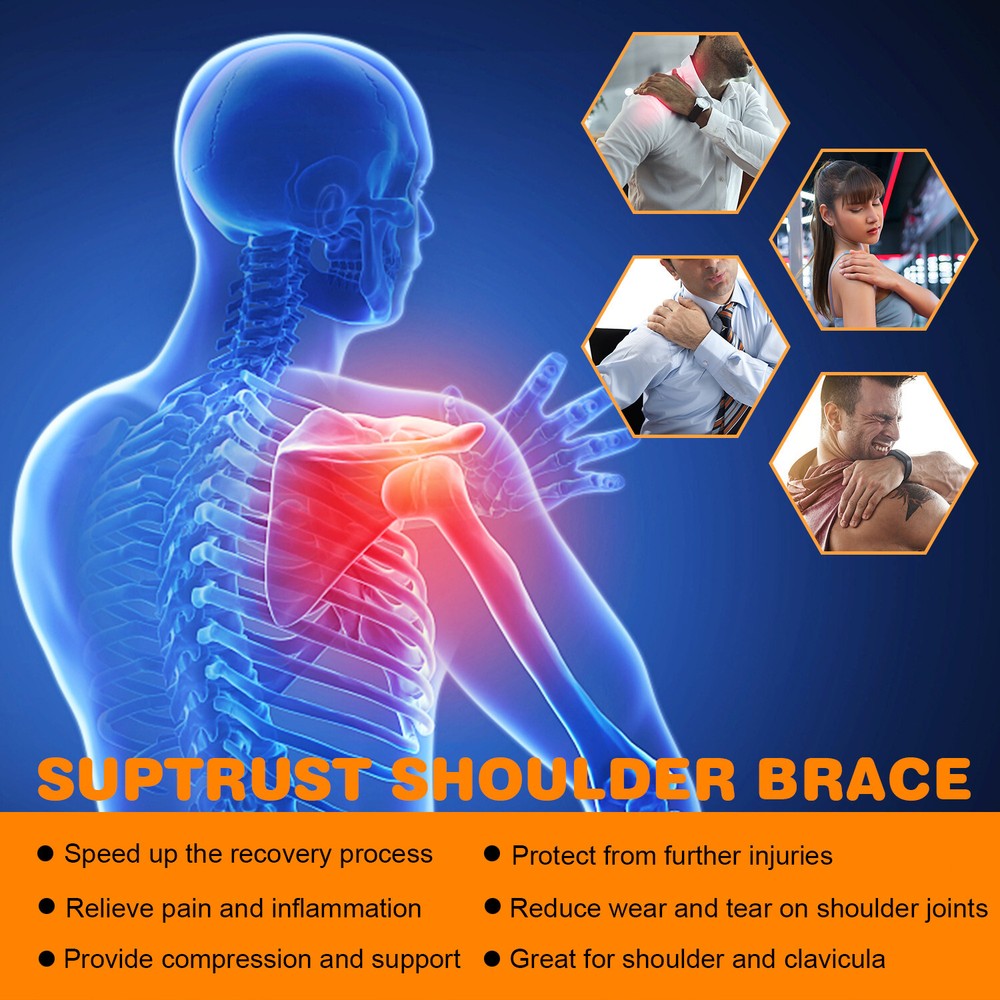 Heated Shoulder Brace - Rotator Cuff Support for Arthritis- Adjustable Straps