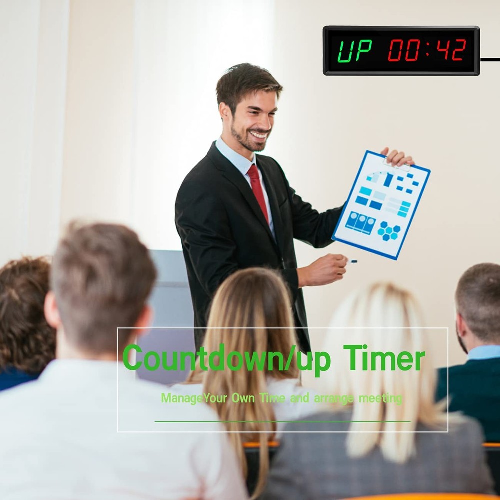 BTBSIGN LED Interval Timer Count Down/Up Clock Stopwatch with Green+red
