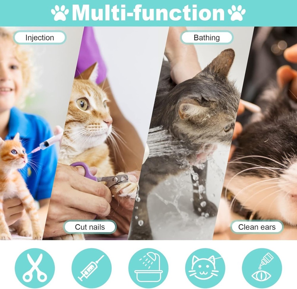 Adjustable Cat Bathing Bag Set with Grooming Tools - Secure & Comfortable Wash