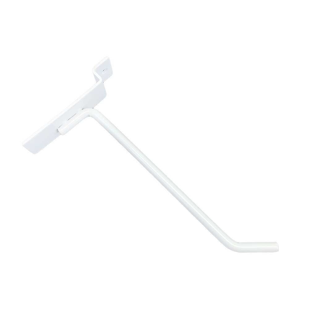 6" Slatwall Hook Panel Display Hooks, 1/4" Thickness Metal, White - PACK 12