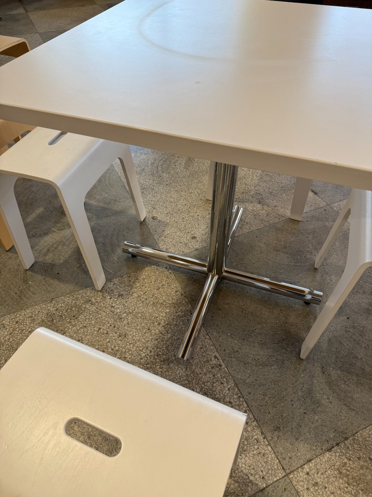 30" Square Cafeteria / Kitchen Table in White Laminate Finish
