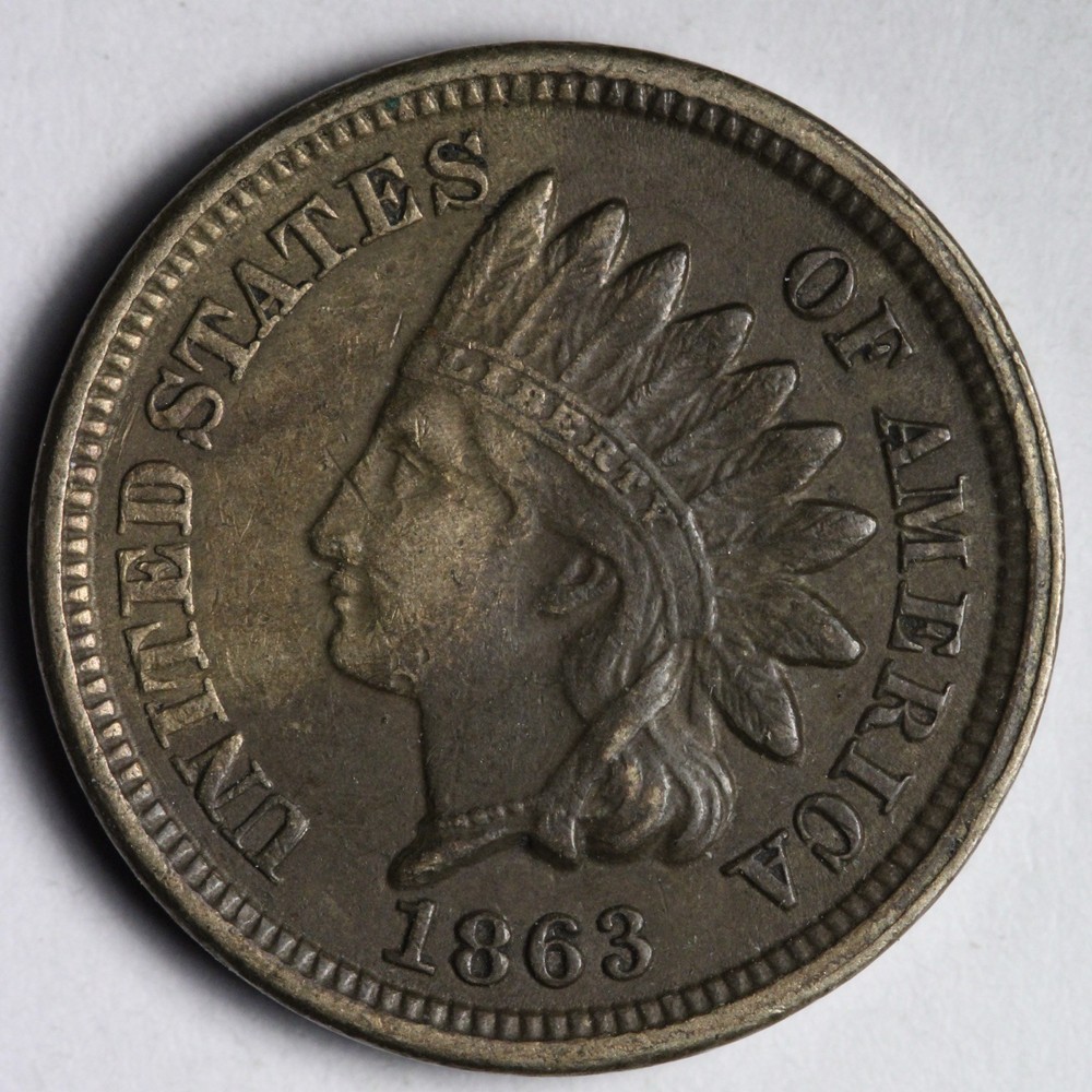 1863 Indian Head Cent Penny XF+ E110 TWCP