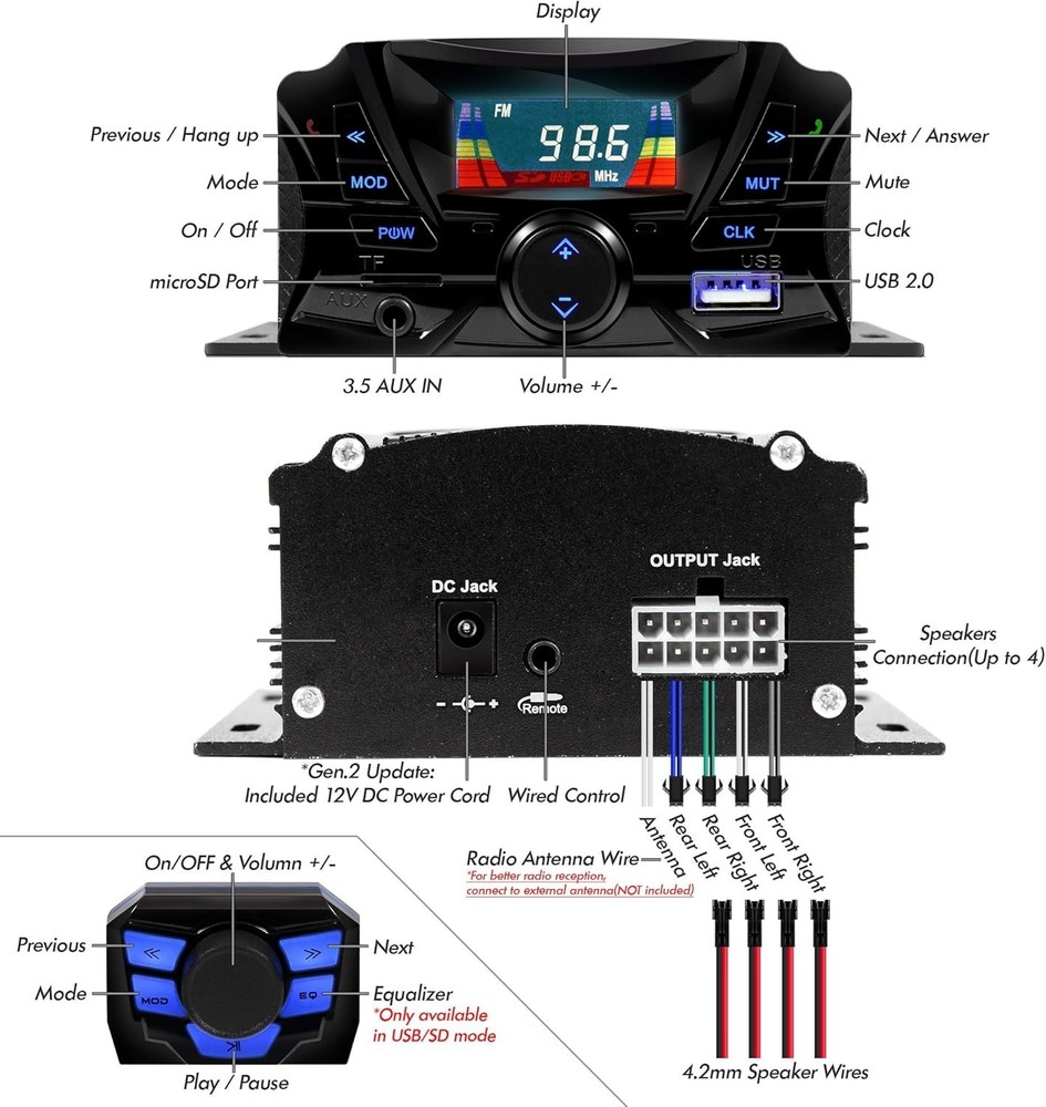 Dynamic Bluetooth Motorcycle Speakers with Weatherproof Design & Easy Setup