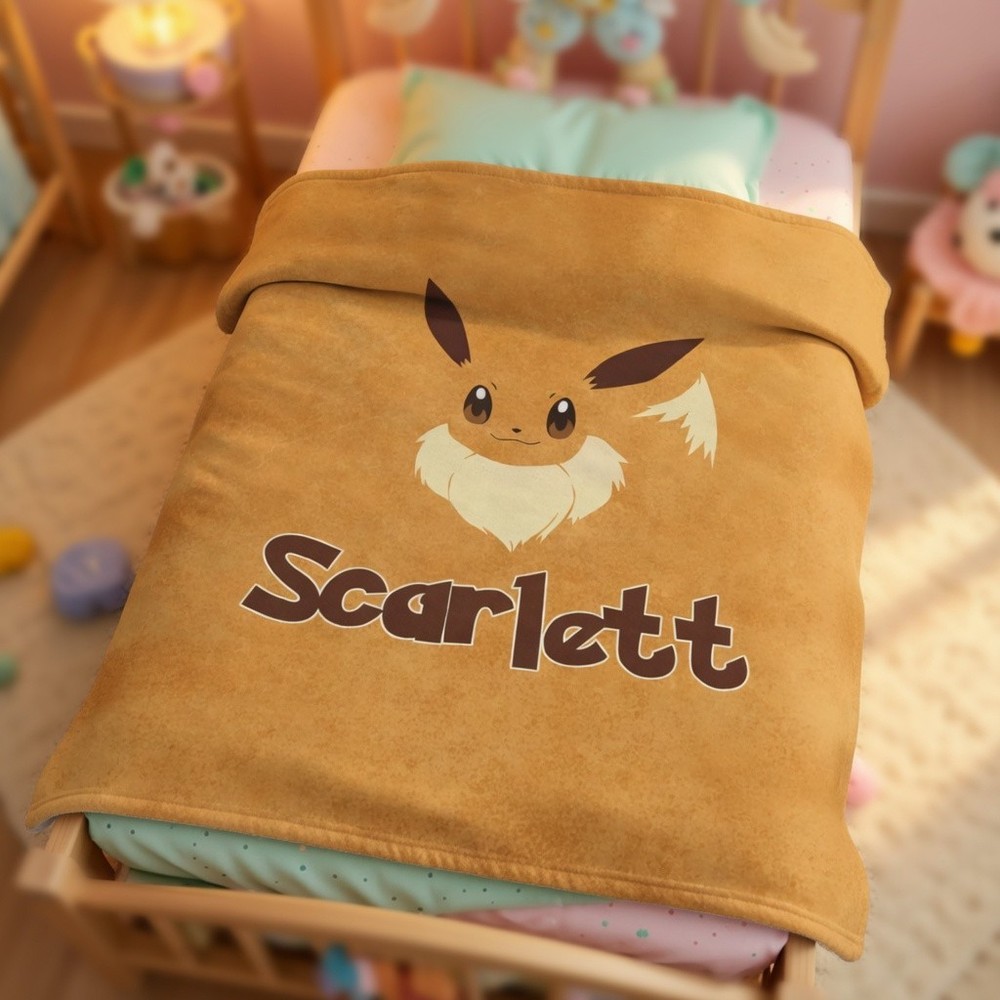 Cute Fox Creature Evolution Anime Flannel Blanket Personalized Baby Gift